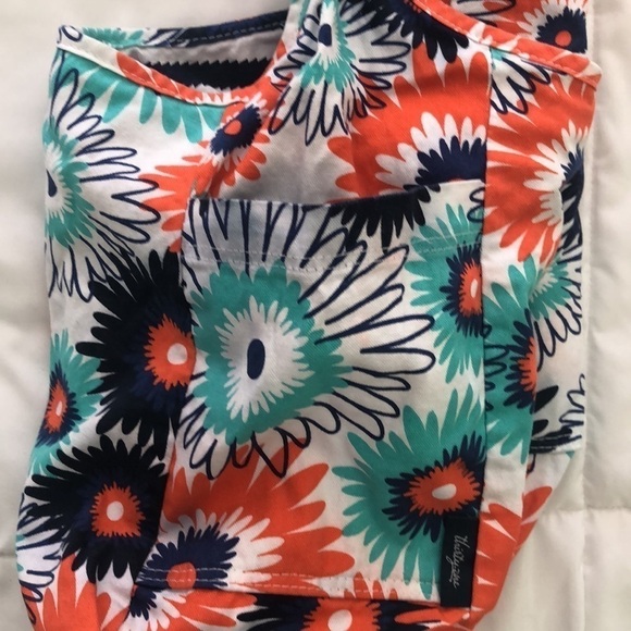 Thirty-one reversible bucket bag with stripes and flowers 🌸 blues white orange - Picture 6 of 11